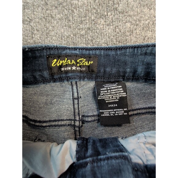 Urban Star Men's Stretch Straight Leg Premium Jeans Dark Blue 34x34 5 Pocket - Picture 7 of 12